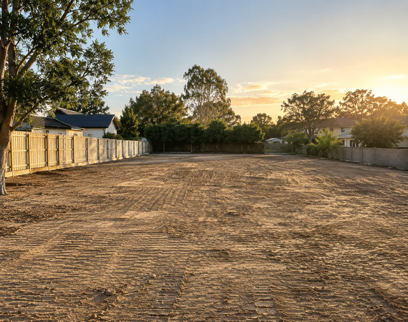 Cleared land ready for builder access