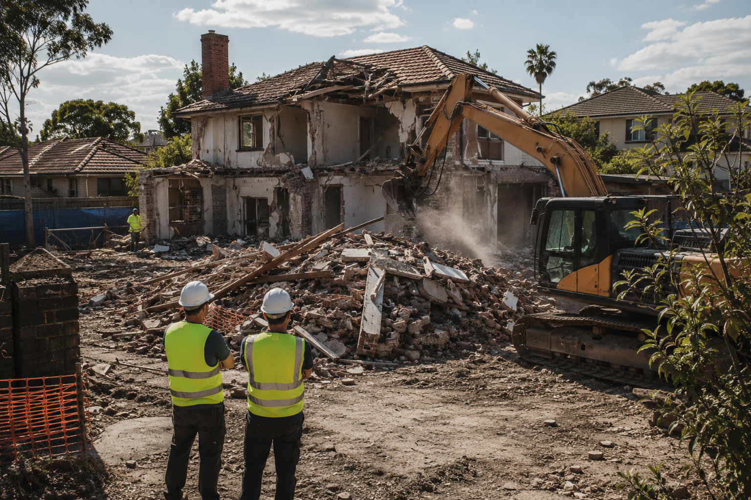 Excavation machinery working on site clearing